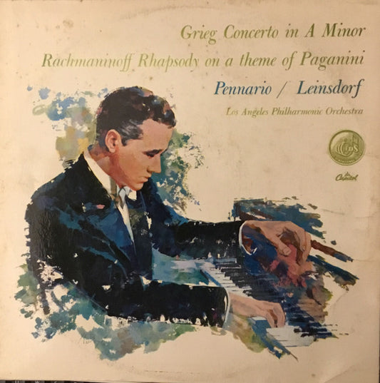 Leonard Pennario - Edvard Grieg / Sergei Vasilyevich Rachmaninoff / Los Angeles Philharmonic Orchestra, Erich Leinsdorf : Piano Concerto In A Minor / Rhapsody On A Theme Of Paganini (LP)