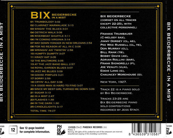 Bix Beiderbecke : In A Mist (CD, Comp)