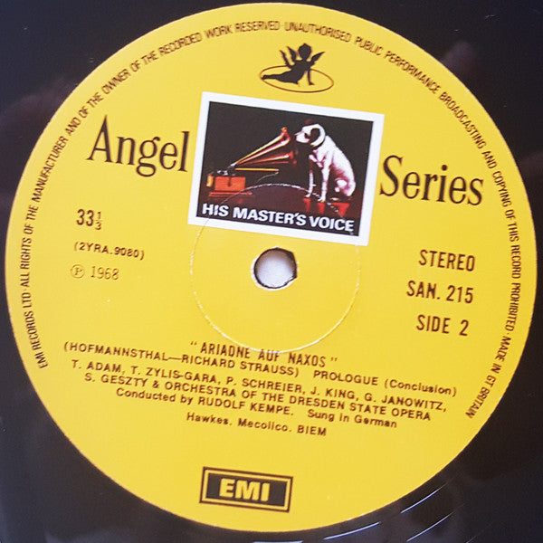 Richard Strauss, Gundula Janowitz, James King (3), Teresa Żylis-Gara, Sylvia Geszty, Theo Adam, Peter Schreier, Hermann Prey  , Staatskapelle Dresden Orchestra Of The Dresden State Opera Rudolf Kempe : Ariadne Auf Naxos (3xLP, RE + Box)