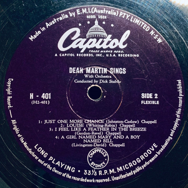 Dean Martin : Dean Martin Sings (10", Album, Mono, RP)