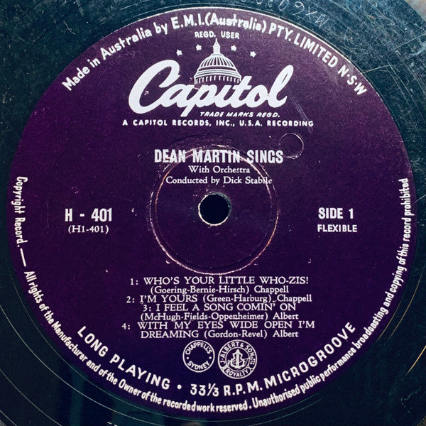Dean Martin : Dean Martin Sings (10", Album, Mono, RP)