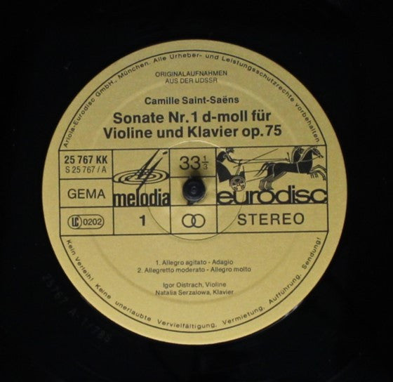 Igor Oistrach, Natalia Zertsalova - Camille Saint-Saëns / Franz Liszt : Violinsonate D-Moll Op. 75, Epithalam (1872), Grand Duo Concertant (LP)