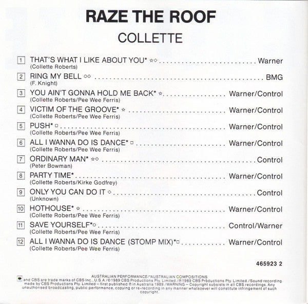 Collette : Raze The Roof (CD, Album)