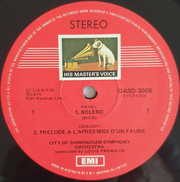 Louis Frémaux - City Of Birmingham Symphony Orchestra, Maurice Ravel • Paul Dukas • Emmanuel Chabrier • Camille Saint-Saëns • Claude Debussy : Bolero - The Sorcerer's Apprentice - España - Danse Macabre - Prélude A L'Après-Midi D'Un Faune (LP, Quad, Ltd, Promo)