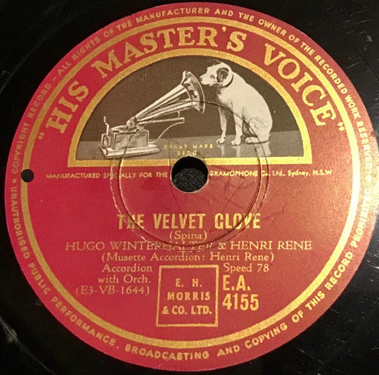 Hugo Winterhalter & Henri René : The Velvet Glove / Elaine (Shellac, 10")