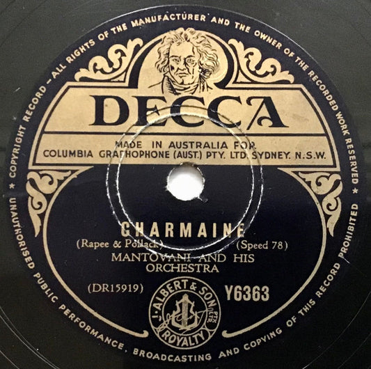 Mantovani And His Orchestra : Charmaine / Diane (Shellac, 10")