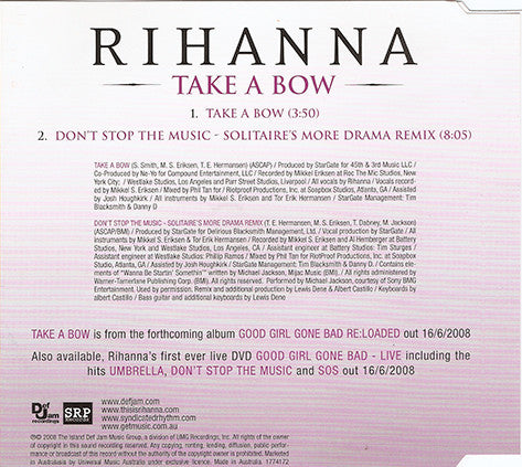Rihanna : Take A Bow (CD, Single)