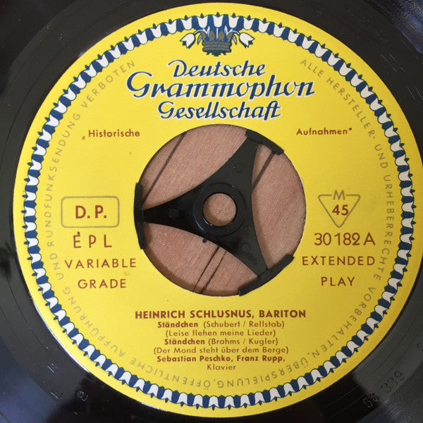 Heinrich Schlusnus, Sebastian Peschko, Franz Rupp : Heinrich Schlusnus, Bariton (7", EP)