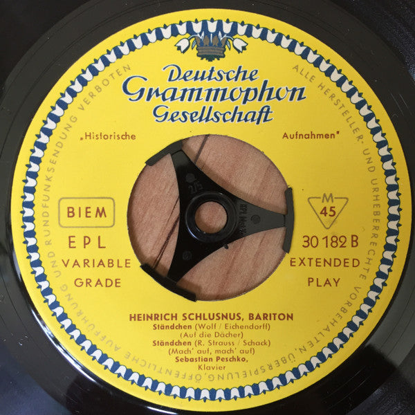 Heinrich Schlusnus, Sebastian Peschko, Franz Rupp : Heinrich Schlusnus, Bariton (7", EP)