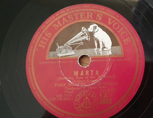 Tony Martin (3) With Earle Hagen And His Orchestra : Marta (Rambling Rose Of The Wildwood) / Blue Is The Night (Shellac, 10")