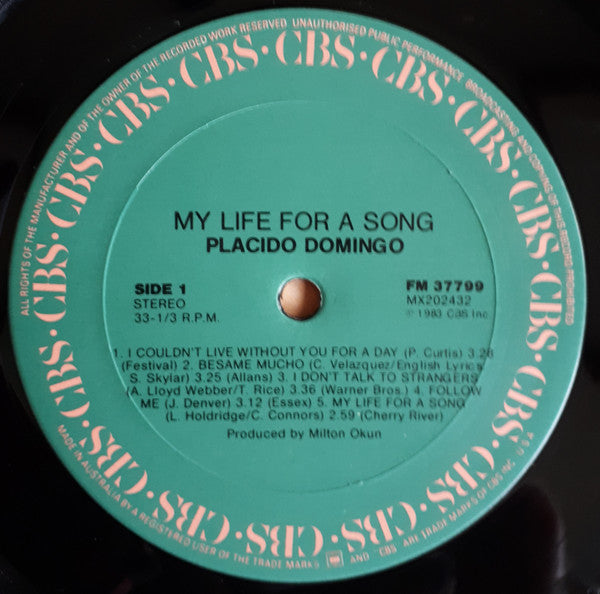 Placido Domingo : My Life For A Song (LP, Gat)