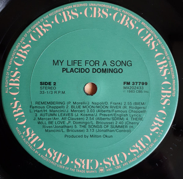 Placido Domingo : My Life For A Song (LP, Gat)