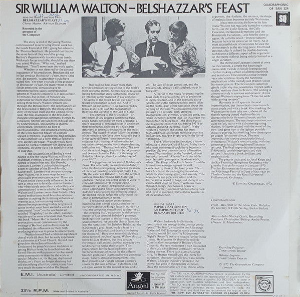 Sir William Walton • London Symphony Orchestra, André Previn : Belshazzar's Feast (LP, Quad)