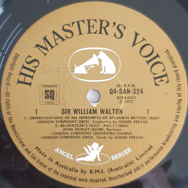 Sir William Walton • London Symphony Orchestra, André Previn : Belshazzar's Feast (LP, Quad)