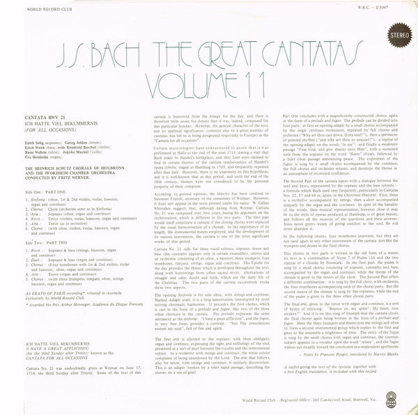Johann Sebastian Bach : The Great Cantatas Volume 11 (LP, Album, Club, RE)