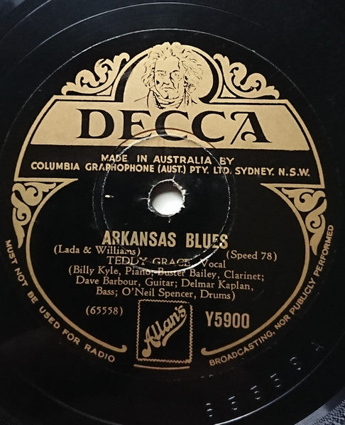 Teddy Grace : Arkansas Blues / Gulf Coast Blues (Shellac, 10")