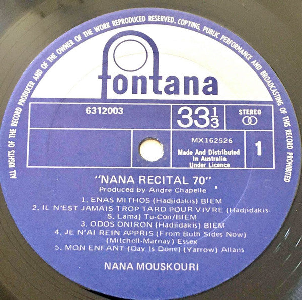 Nana Mouskouri : Recital 70 (LP)