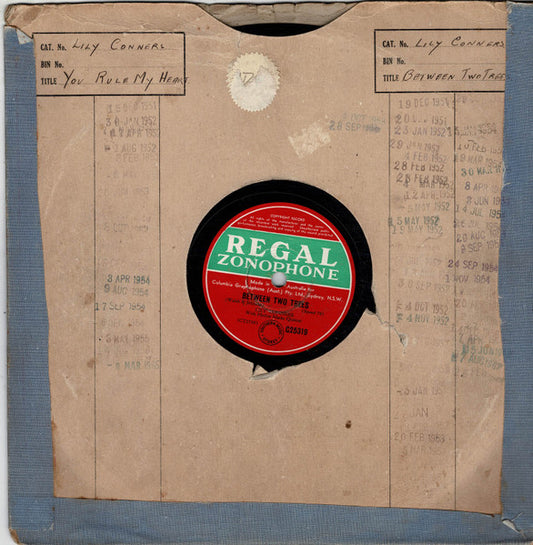 Lily Conners With Herbie Marks Quintet* : Between Two Trees / You Rule My Heart (Shellac, 10")