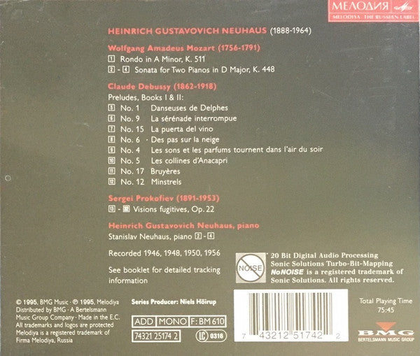 Heinrich Neuhaus : Mozart / Debussy / Prokofiev (CD, Mono, RM)