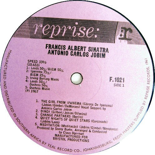 Frank Sinatra & Antonio Carlos Jobim : Francis Albert Sinatra & Antonio Carlos Jobim (LP, Album)