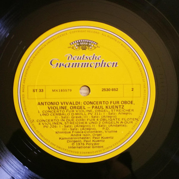 Antonio Vivaldi - André Isoir • Orchestre De Chambre Paul Kuentz : Konzerte Mit Orgel = Concertos With Organ (LP)