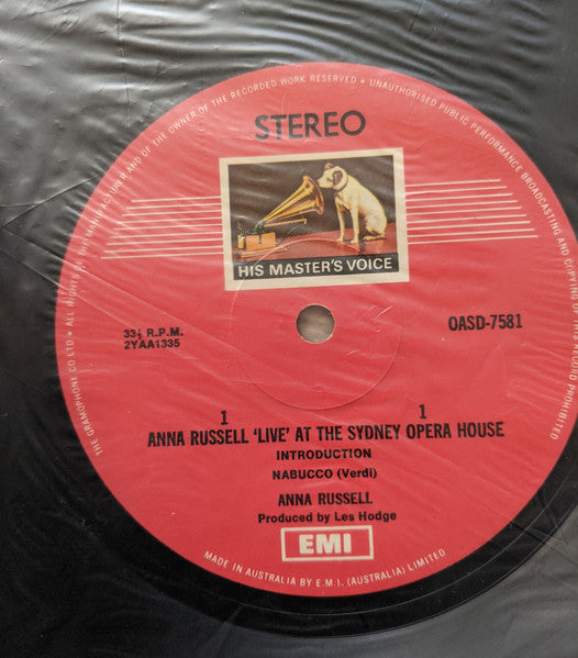 Anna Russell : Anna Russell "Live" at the Sydney Opera House (LP)