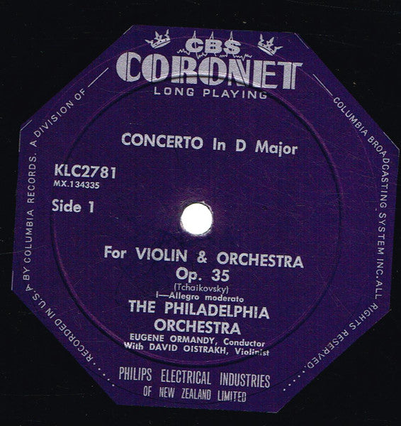 David Oistrach / Eugene Ormandy, The Philadelphia Orchestra, Pyotr Ilyich Tchaikovsky : Violin Concerto In D (LP, Mono)