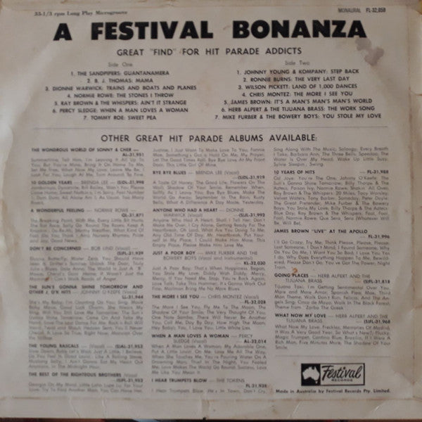 Various : A Festival Bonanza (LP, Comp, Mono)