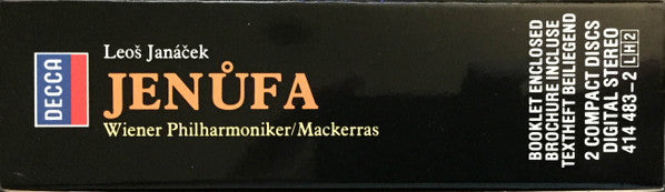 Leoš Janáček - Elisabeth Söderström •  Wiesław Ochman •  Peter Dvorský •  Eva Randová •  Lucia Popp •  Wiener Philharmoniker •  Sir Charles Mackerras : Jenůfa (2xCD, Album, RE + Box, Sli)