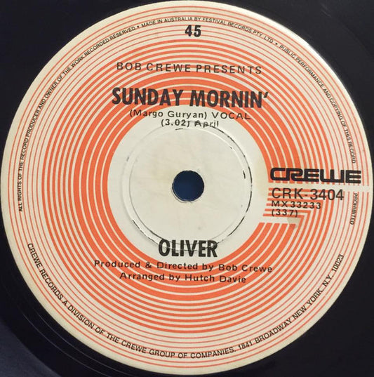 Oliver (6) : Sunday Mornin' (7", Single)