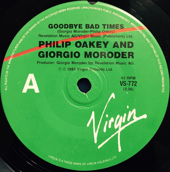 Philip Oakey And Giorgio Moroder : Goodbye Bad Times (7", Single)