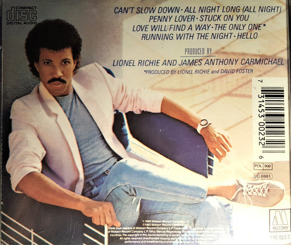 Lionel Richie : Can't Slow Down (CD, Album, RE)