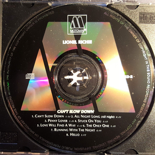 Lionel Richie : Can't Slow Down (CD, Album, RE)