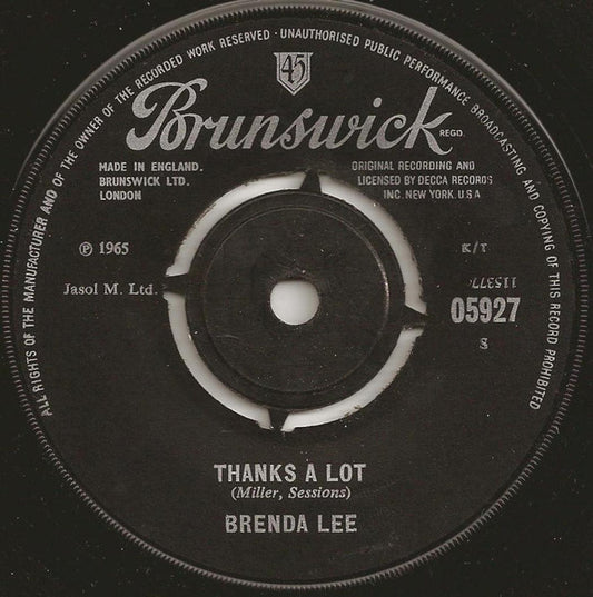 Brenda Lee : Thanks A Lot (7", Single)