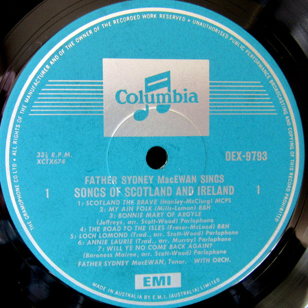 Father Sydney MacEwan : Songs Of Scotland And Ireland (LP, Mono)