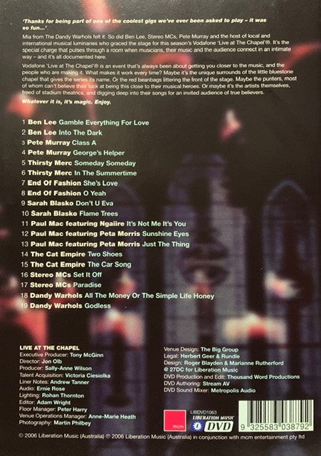 VARIOUS : Vodafone Live At The Chapel (DVD-V, Comp)
