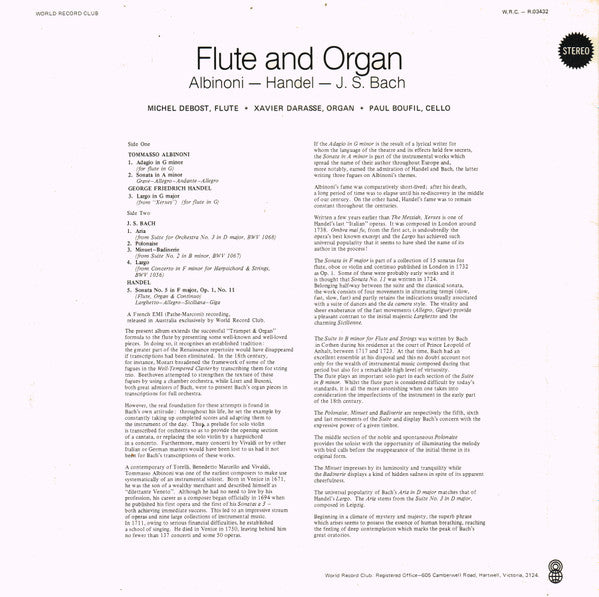 Michel Debost, Xavier Darasse : Flute And Organ (LP, Album, Club)