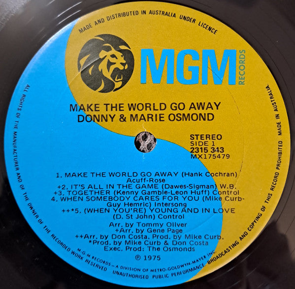 Donny & Marie Osmond : Make The World Go Away (LP, Album, Lam)