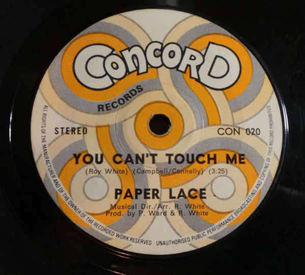 Paper Lace : You Can't Touch Me (7", Single)
