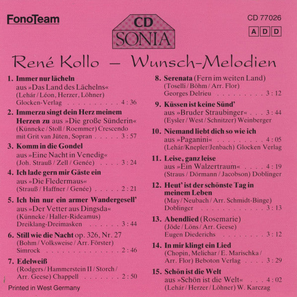 René Kollo : Wunsch-Melodien (CD, Album)