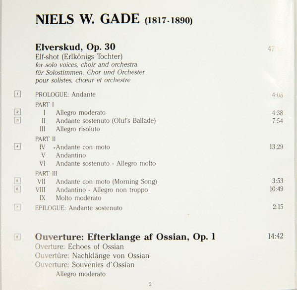 Gade*, Eva Johansson, Anne Gjevang, Poul Elming, The Danish National Radio Symphony Orchestra* & Choir*, Dmitri Kitajenko* : Elverskud / Echoes Of Ossian / Five Songs (CD, Album)