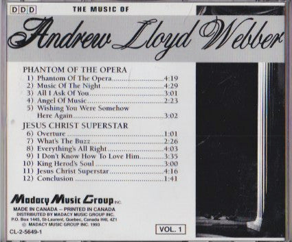 Unknown Artist : The Music of Andrew Lloyd Webber - Vol 1 (CD-ROM)