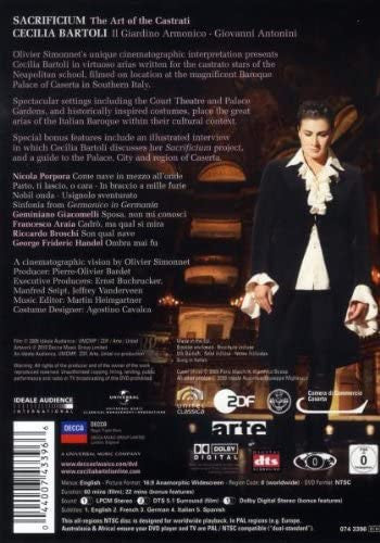 Cecilia Bartoli, Il Giardino Armonico, Giovanni Antonini : Sacrificium (The Art Of The Castrati) (DVD-V, NTSC)
