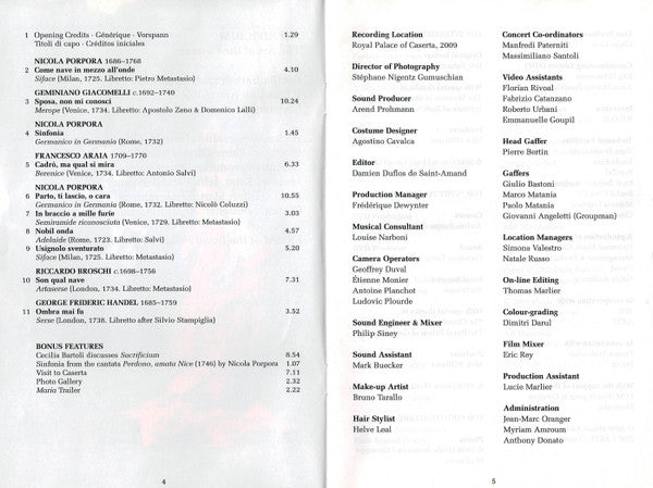 Cecilia Bartoli, Il Giardino Armonico, Giovanni Antonini : Sacrificium (The Art Of The Castrati) (DVD-V, NTSC)