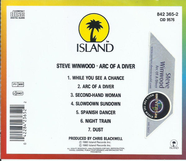 Steve Winwood : Arc Of A Diver (CD, Album, RE)