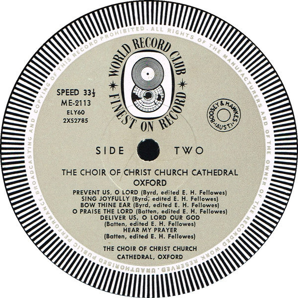 The Choir Of Christ Church Cathedral, Oxford* : Choir Of Christ Church Cathedral, Oxford (LP, Album, Mono, Club)
