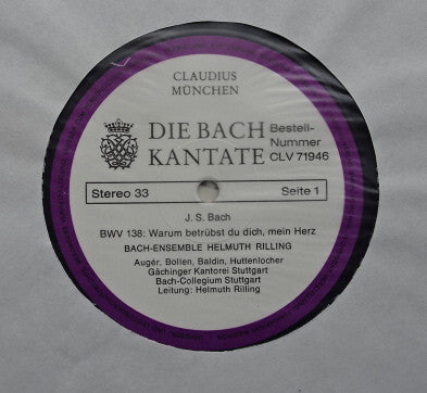 Johann Sebastian, Bach-Ensemble Helmuth Rilling : Die Kantate BWV 138 Warum Betrübst Du Dich, Mein Herz / BWV 95 Christus, Der Ist Mein Leben (LP)