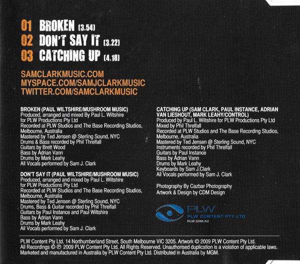 Sam Clark (4) : Broken (CD, Single)