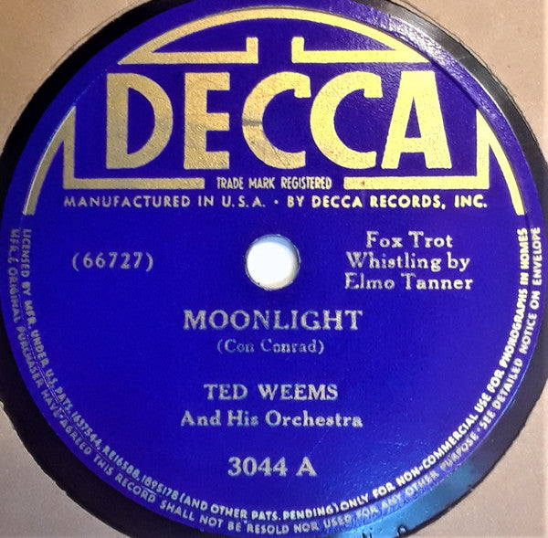 Ted Weems And His Orchestra : Moonlight / There'll Be Some Changes Made (Shellac, 10")