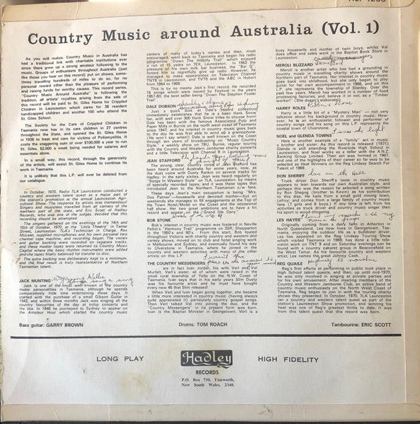 Various : Country Music Around Australia Vol. 1 Northern Tasmania (LP, Comp)